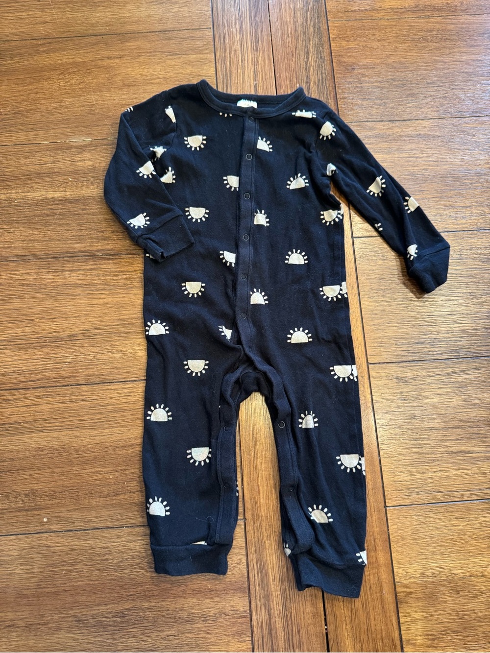 Gerber Modern Moments Kids Black One-Piece Romper with Cream Sunprint